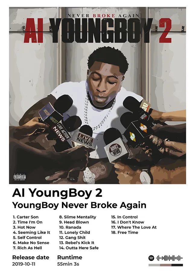 YoungBoy Never Broke Again - AI YoungBoy 2 metal tablo