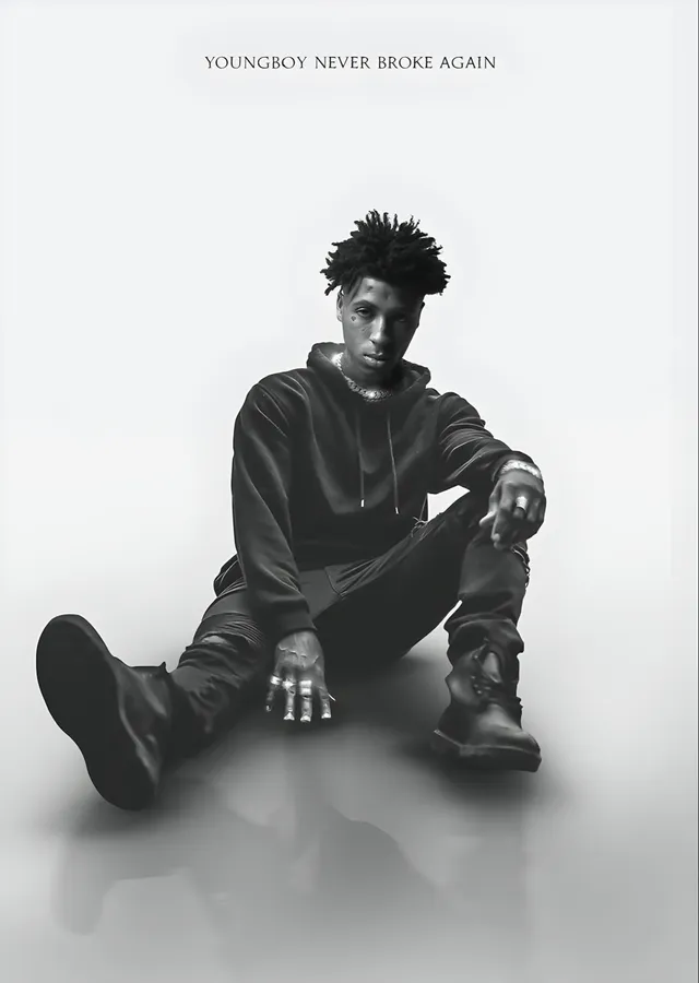 YoungBoy Never Broke Again - Beyaz Zeminde Poz metal tablo