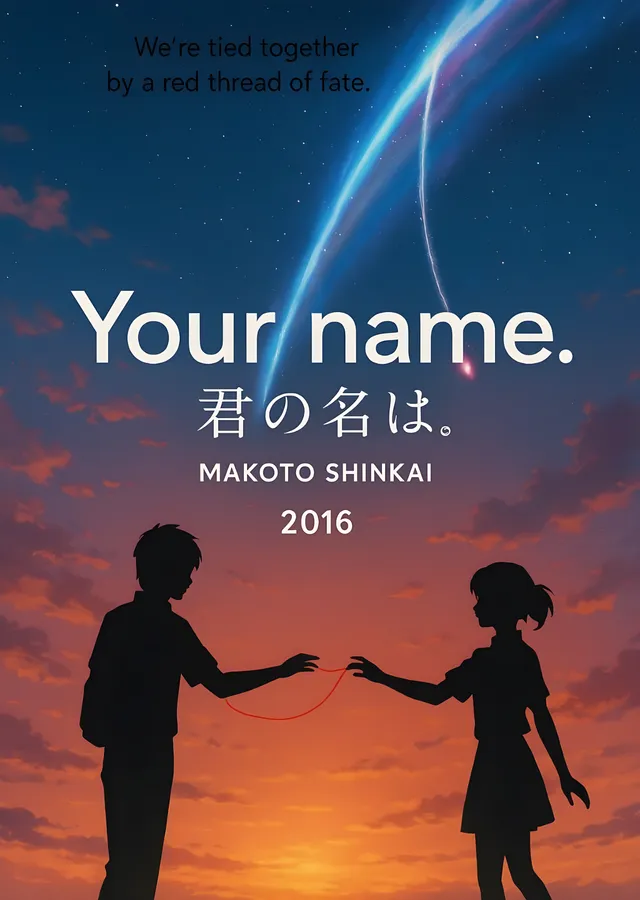 Your Name - Kırmızı İp metal tablo