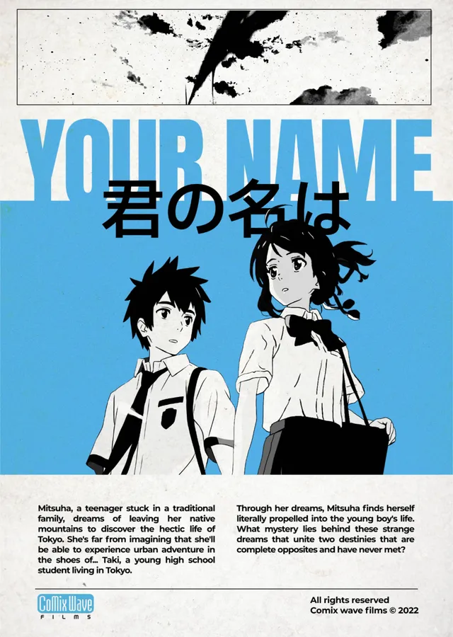 Your Name - Mavi Kapak metal tablo