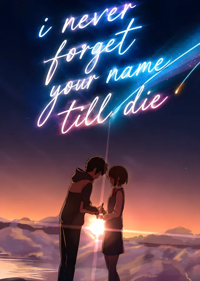Your Name - Neon Söz metal tablo