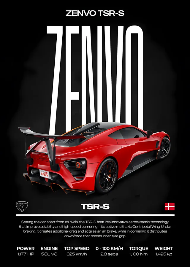 Zenvo TSR-S: Danimarka Süper Otomobili metal tablo