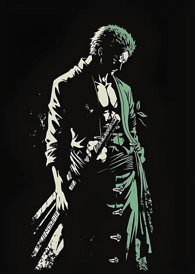 Zoro Yeşil Siluet metal tablo