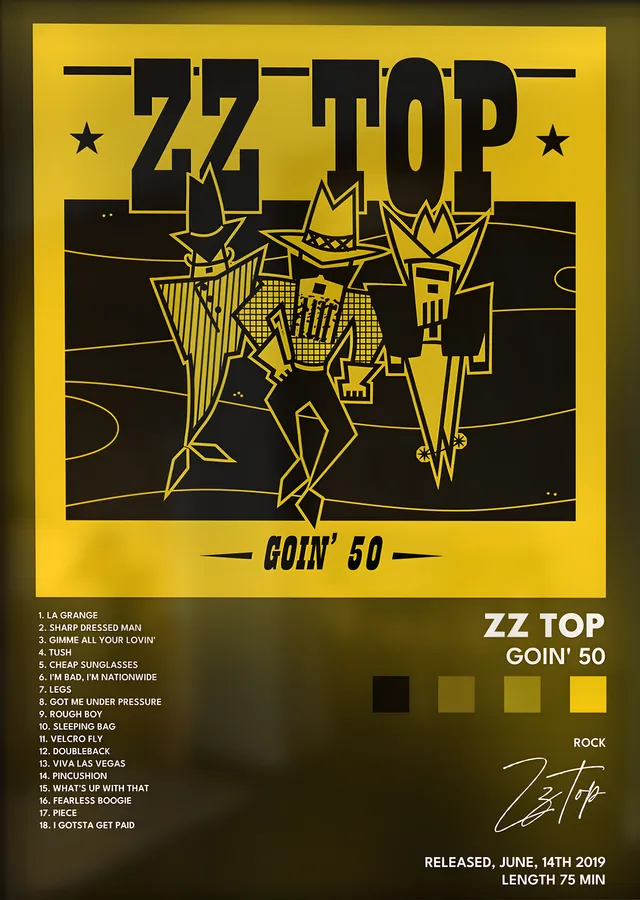 ZZ Top: Goin' 50 metal tablo