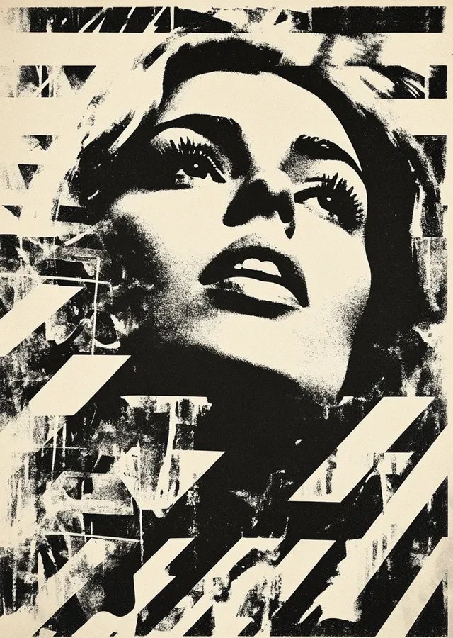 Retro Kadın Portresi: Serigrafi metal tablo