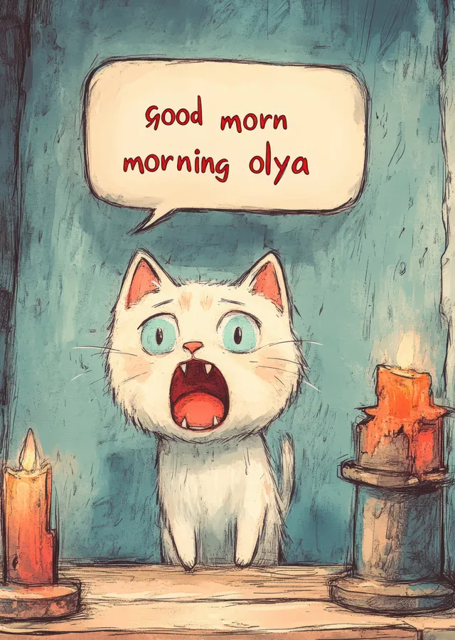 Lacivert Duvarlı Günaydın Olya Kedisi metal tablo