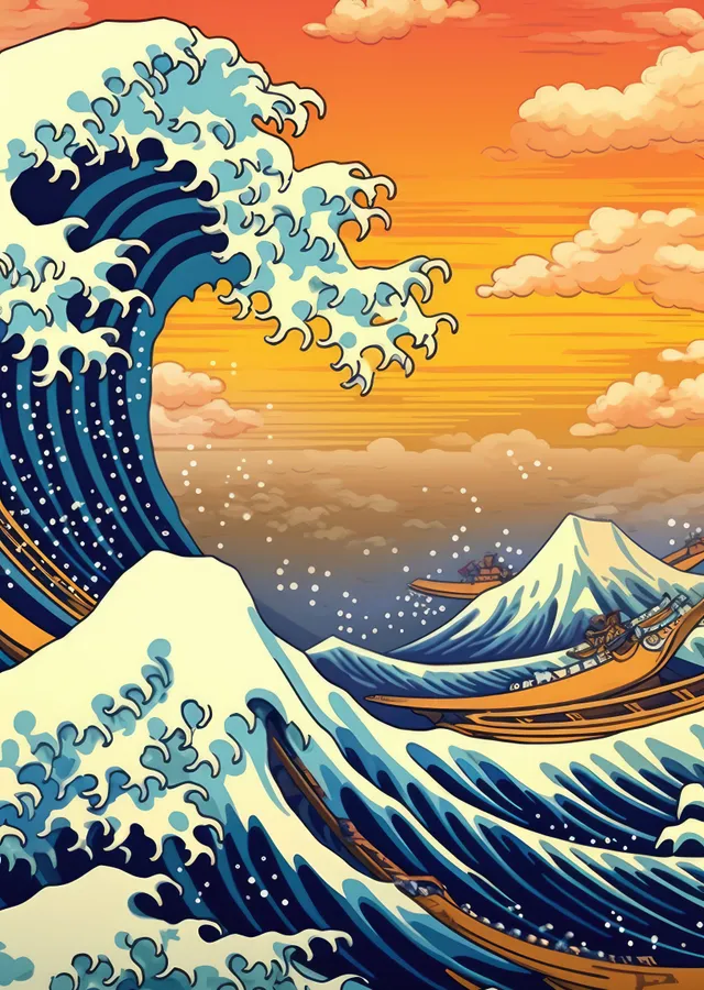 Katsushika Hokusai - Büyük Dalga metal tablo