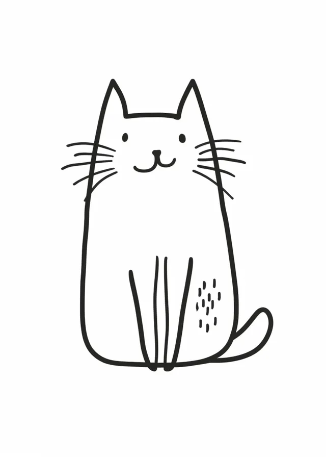 Siyah Çizgi Kedi İllüstrasyonu metal tablo