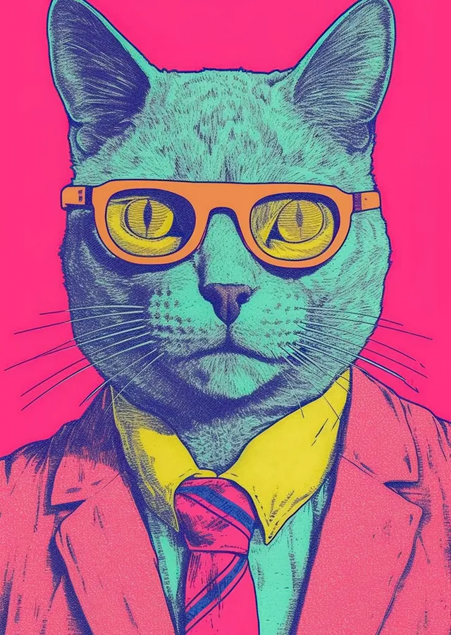 Şık Kedi Portresi metal tablo