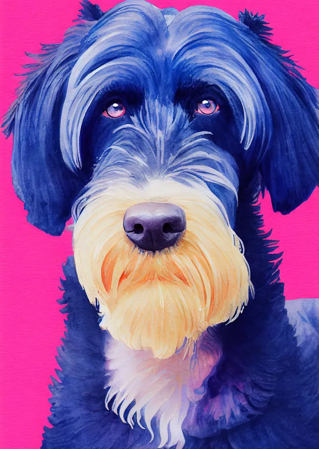Mavi ve Sarı Köpek Portresi metal tablo