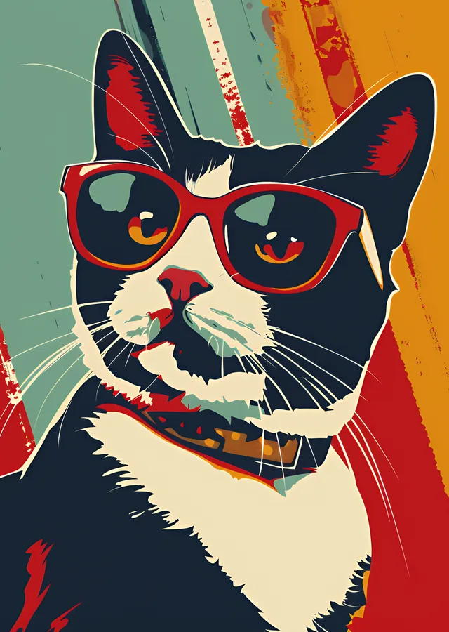 Gözlüklü Şirin Kedi metal tablo