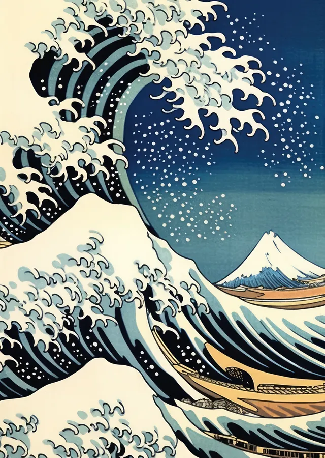 Hokusai Büyük Dalga metal tablo