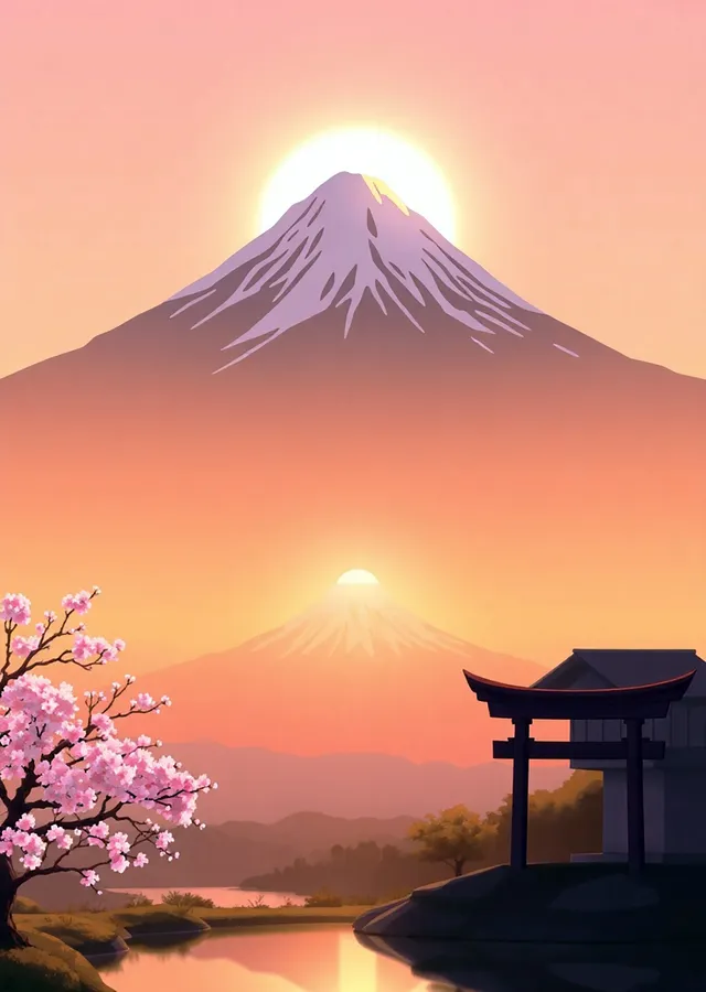 Fuji Dağı: Japon Manzarası metal tablo