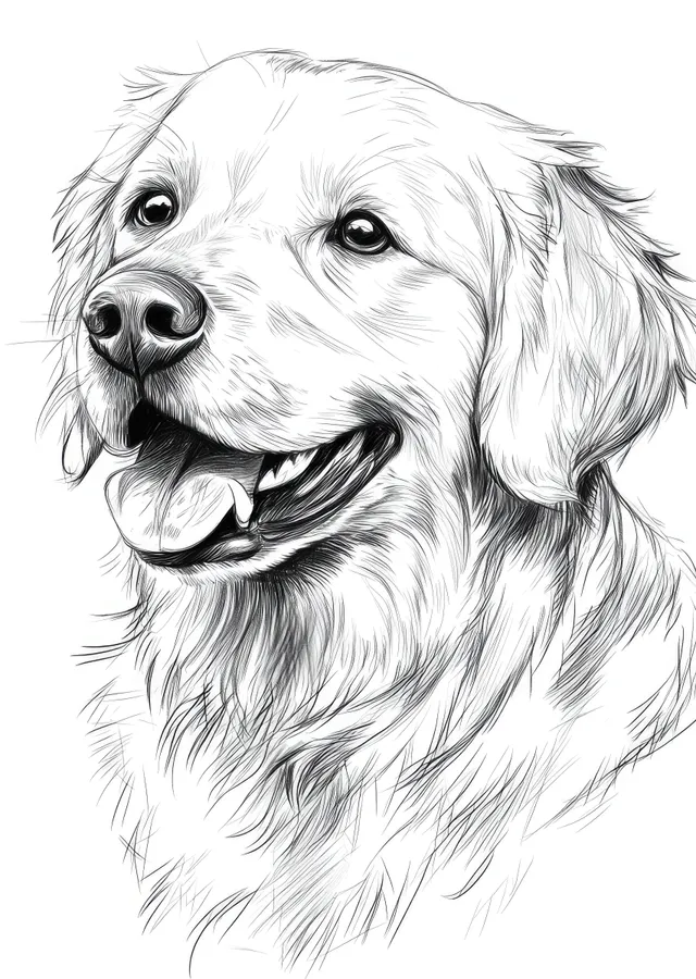Golden Retriever Çizimi metal tablo