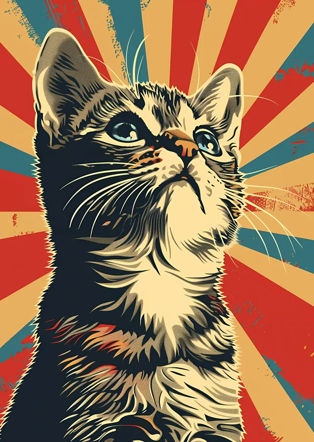Güçlü ve Cesur Kedi metal tablo