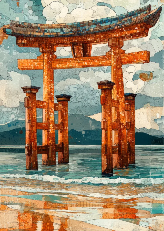 Itsukushima Torii Kapısı metal tablo
