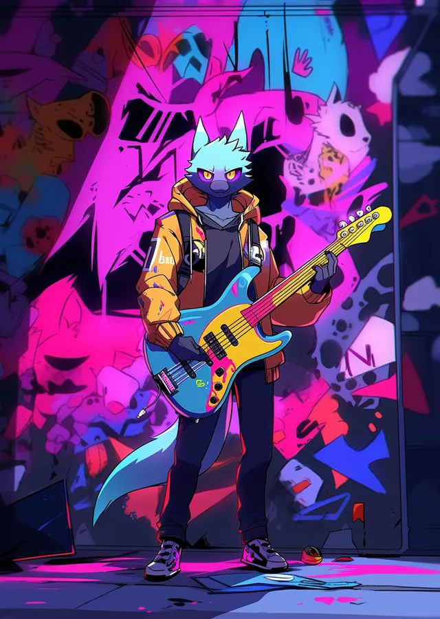 Mavi Kedi Elektro Gitar metal tablo