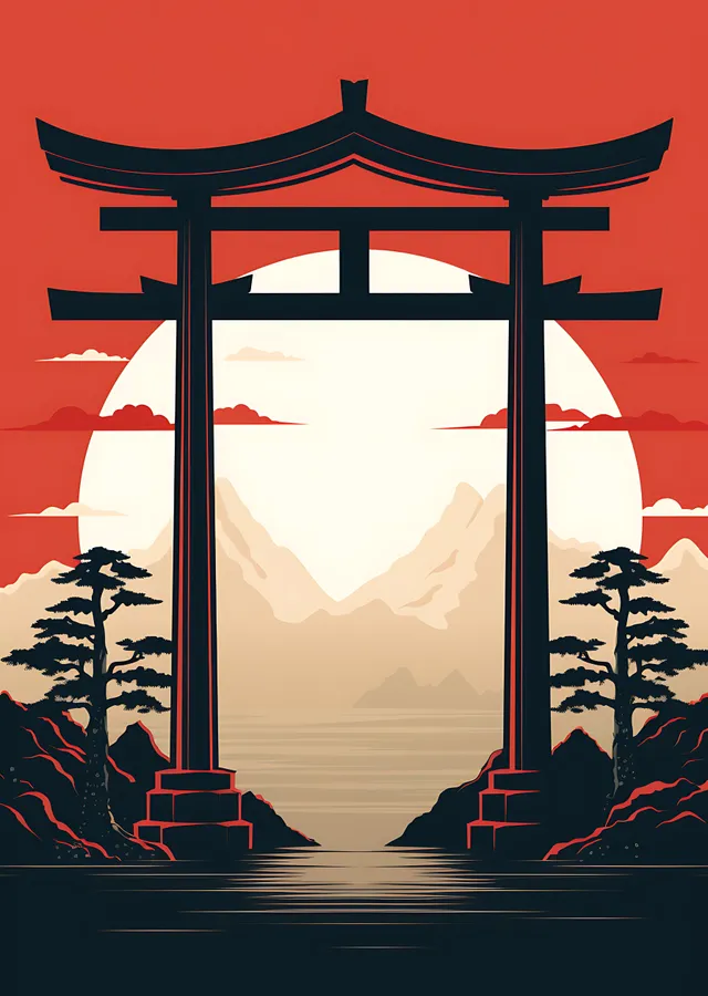 Japon Torii Kapısı: Doğa ve Manzara metal tablo