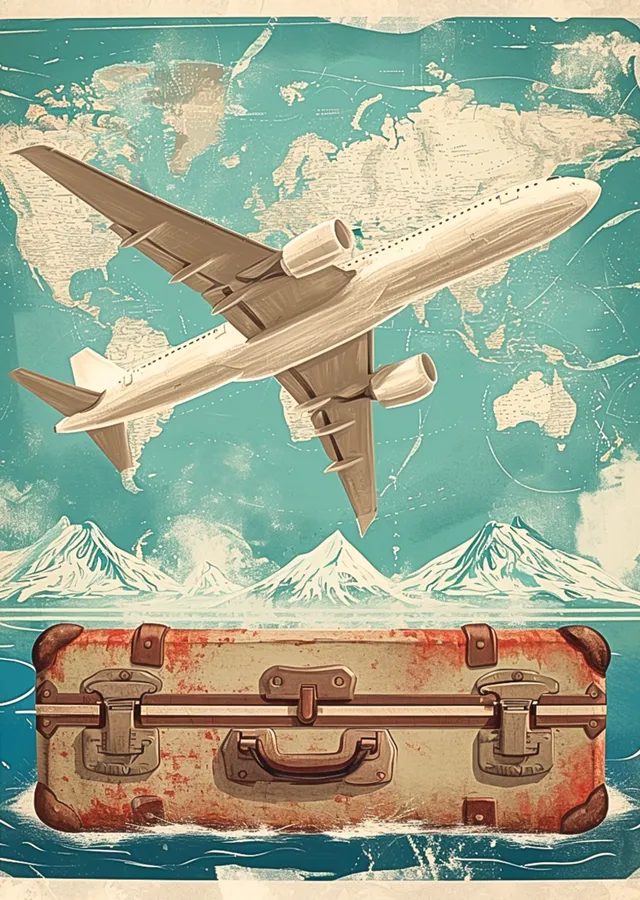 Vintage Seyahat Poster: Dünya Turu metal tablo