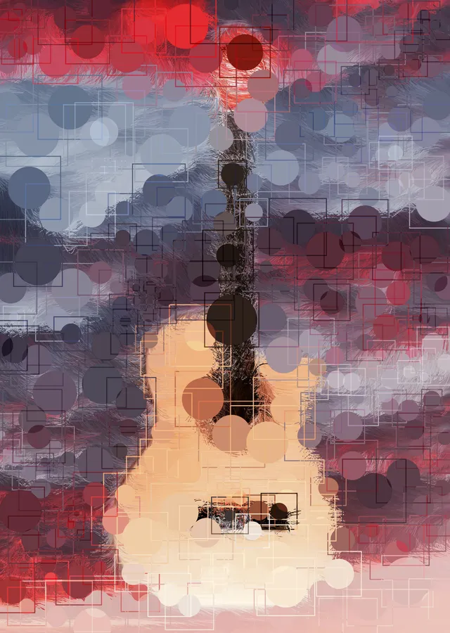 Gitar: Soyut Sanat Eseri metal tablo