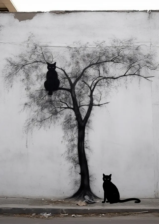 Kedi Ağacı metal tablo