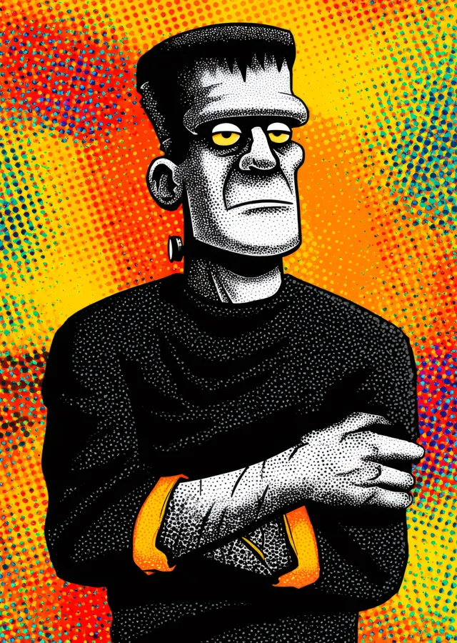 Pop Art Frankenstein Portresi metal tablo