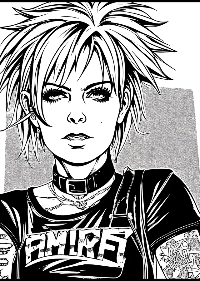 Punk Kız: Manga Tarzı Portre metal tablo