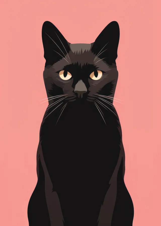 Siyah Kedi İllüstrasyonu metal tablo