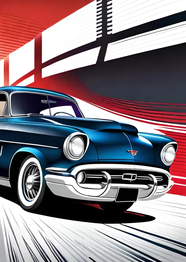 Klasik Amerikan Arabası: Retro Stil metal tablo