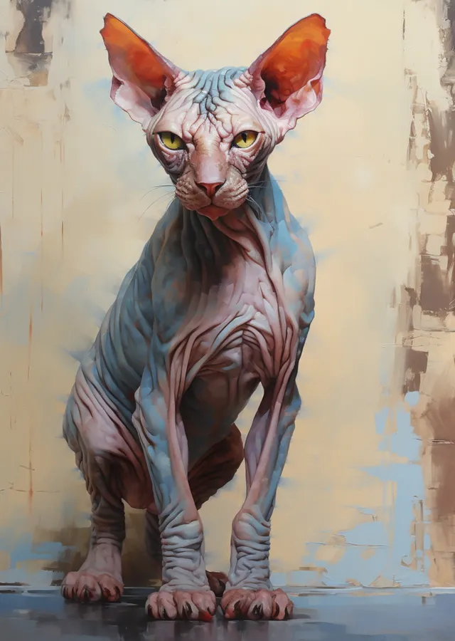 Sanatsal Sphynx Kedi Tasarımı metal tablo