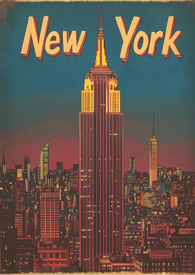 New York: Empire State Binası ve Şehir Manzarası metal tablo
