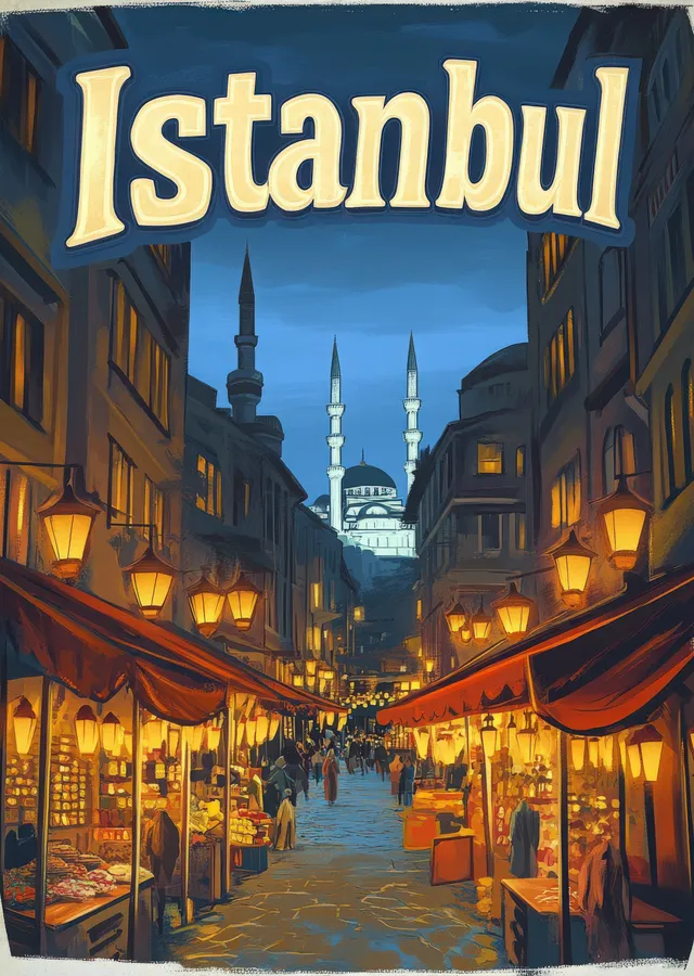 İstanbul: Tarihi Pazar Sokakları metal tablo