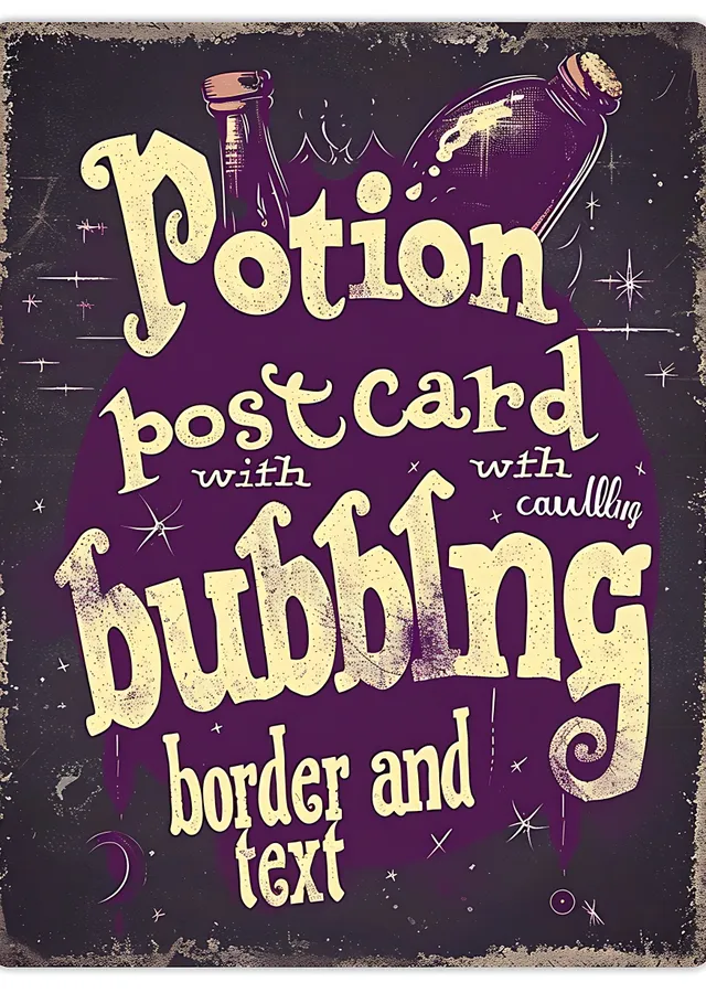Potion Postcard: Bubbling Magic metal tablo
