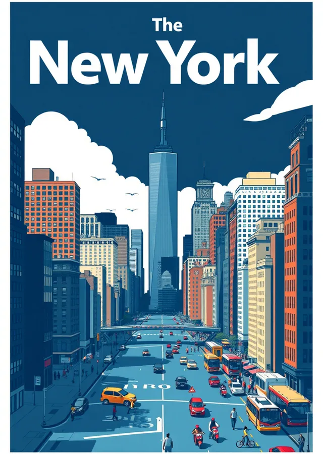 New York Şehir Manzarası metal tablo