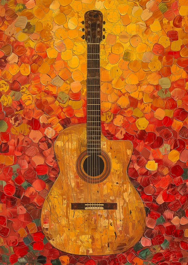 Yağlı Boya Gitar Sanatı metal tablo