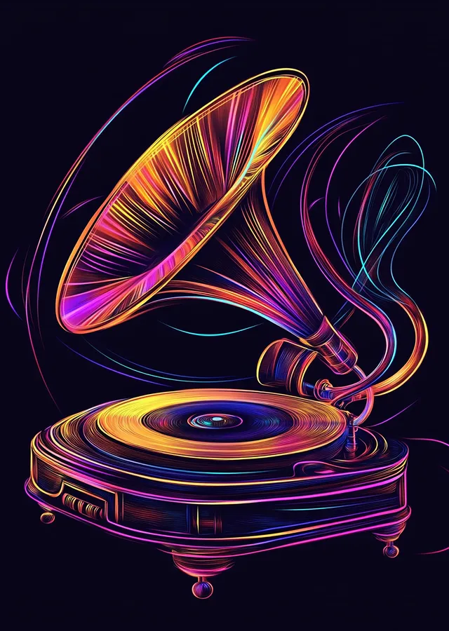 Gramofon Neon Sanat metal tablo