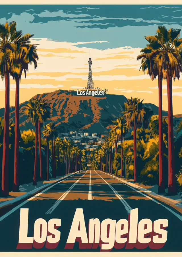 Los Angeles Şehir Manzarası metal tablo