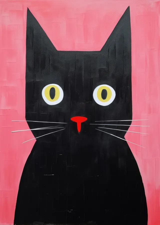 Siyah Kedi: Minimalist Sanat Eseri metal tablo