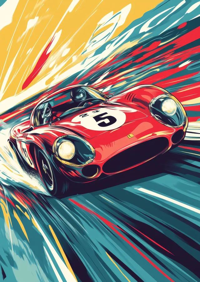 Ferrari Yarış Arabası metal tablo