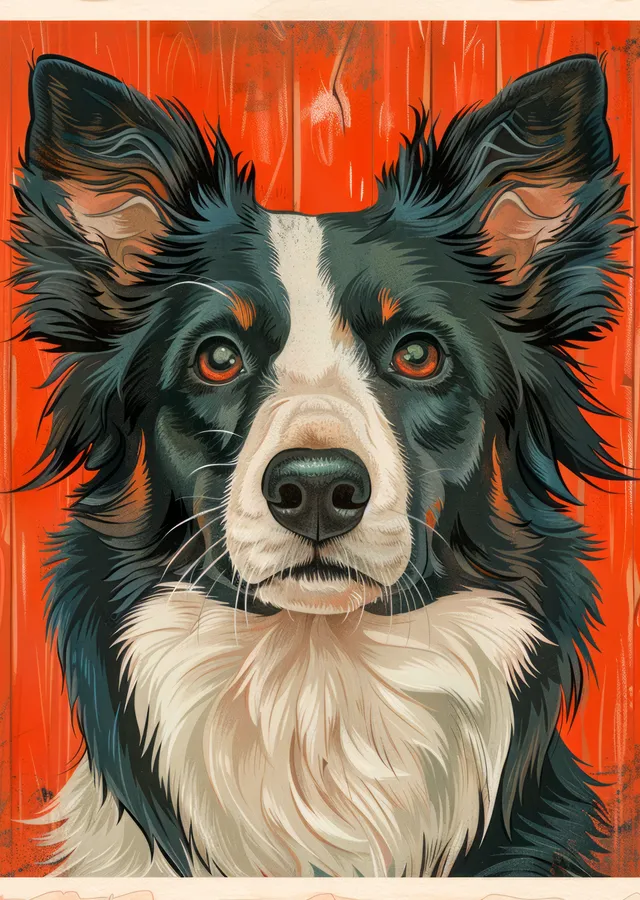 Evcil Hayvanlar: Border Collie Portresi metal tablo