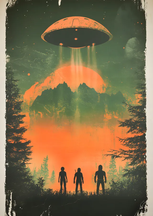 Ormana İnen UFO metal tablo