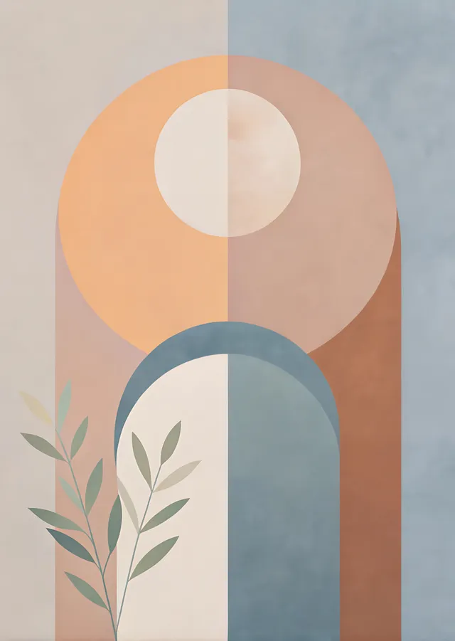 Turuncu ve Mavi Eğimli Formlar metal tablo