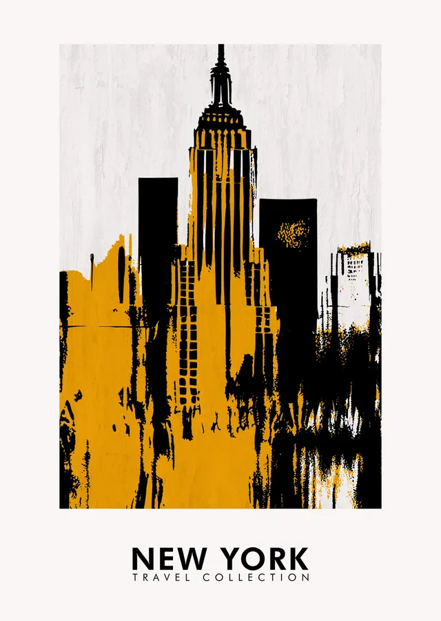 Empire State Binası Turuncu ve Siyah Modern metal tablo