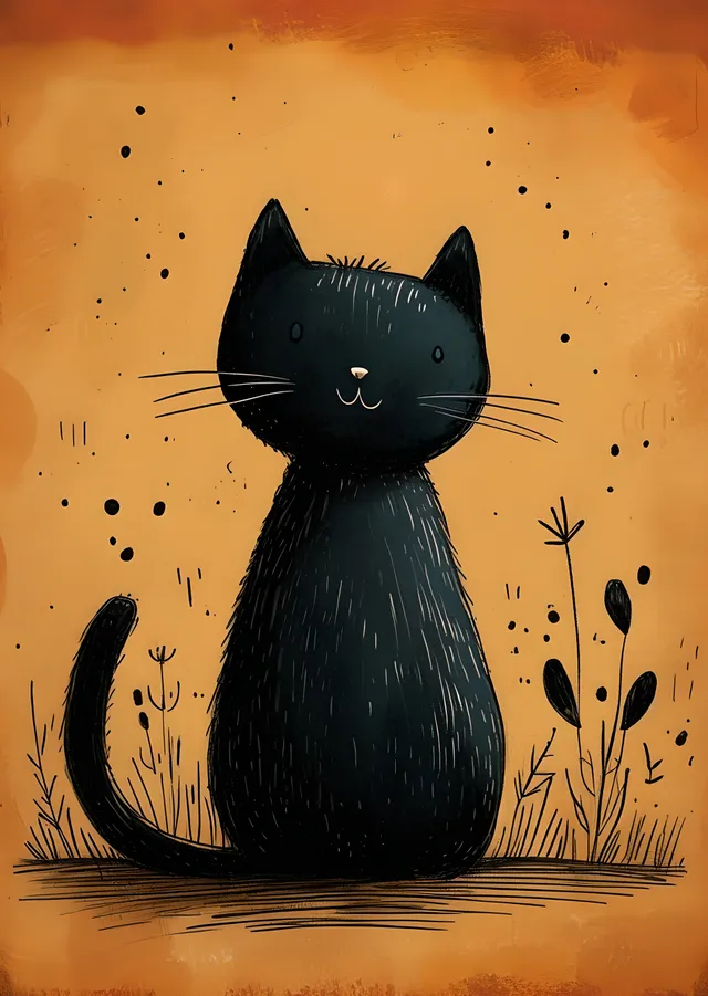 Kara Kedi metal tablo