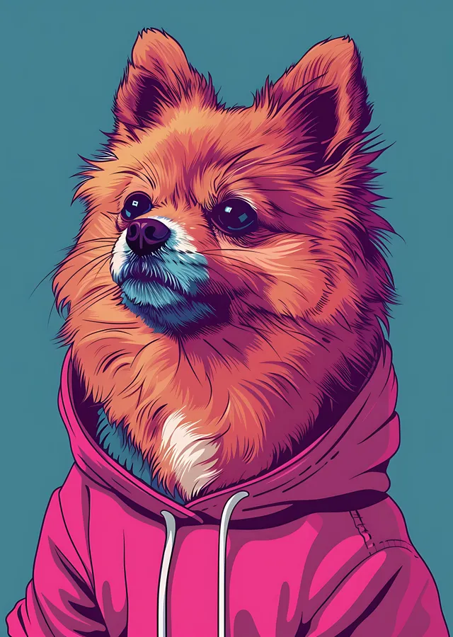 Evcil Hayvanlar: Pomeranian Tarzı metal tablo