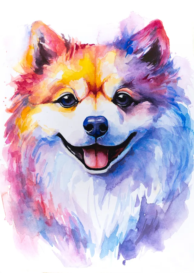 Su Renkli Pomeranian Köpeği metal tablo