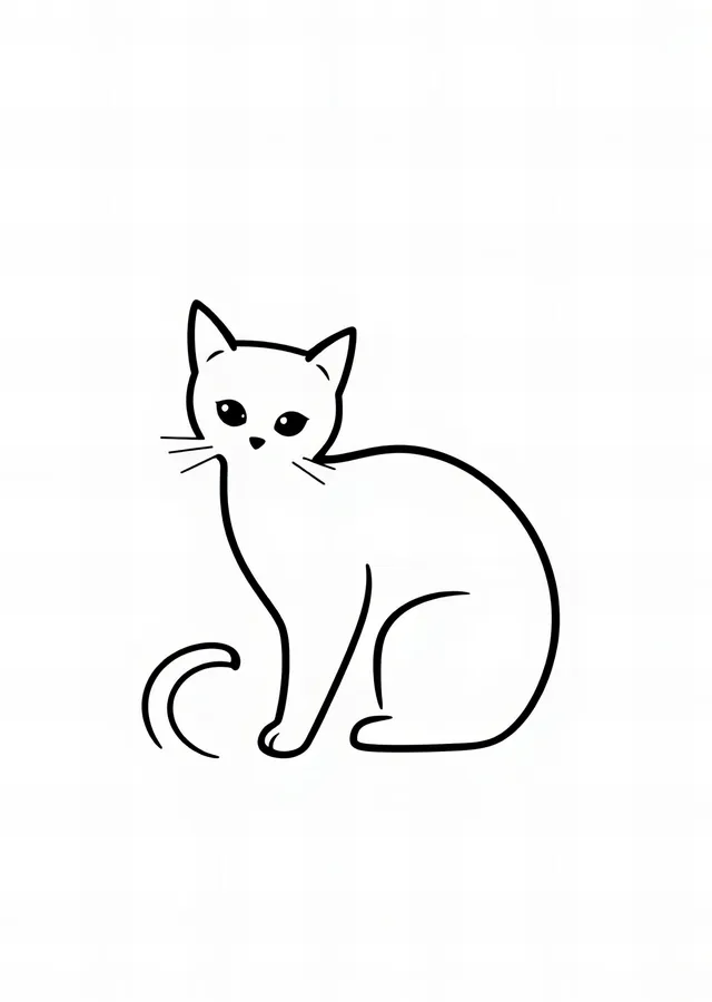 Minimalist Siyah Hat Kedi İllüstrasyonu metal tablo