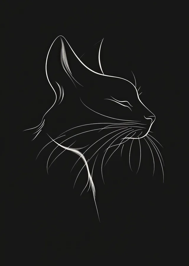 Siyah Fondaki Minimalist Kedi Profili metal tablo