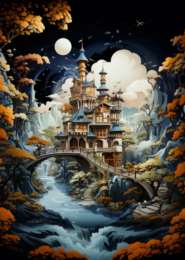 Pagoda Köprüsü metal tablo