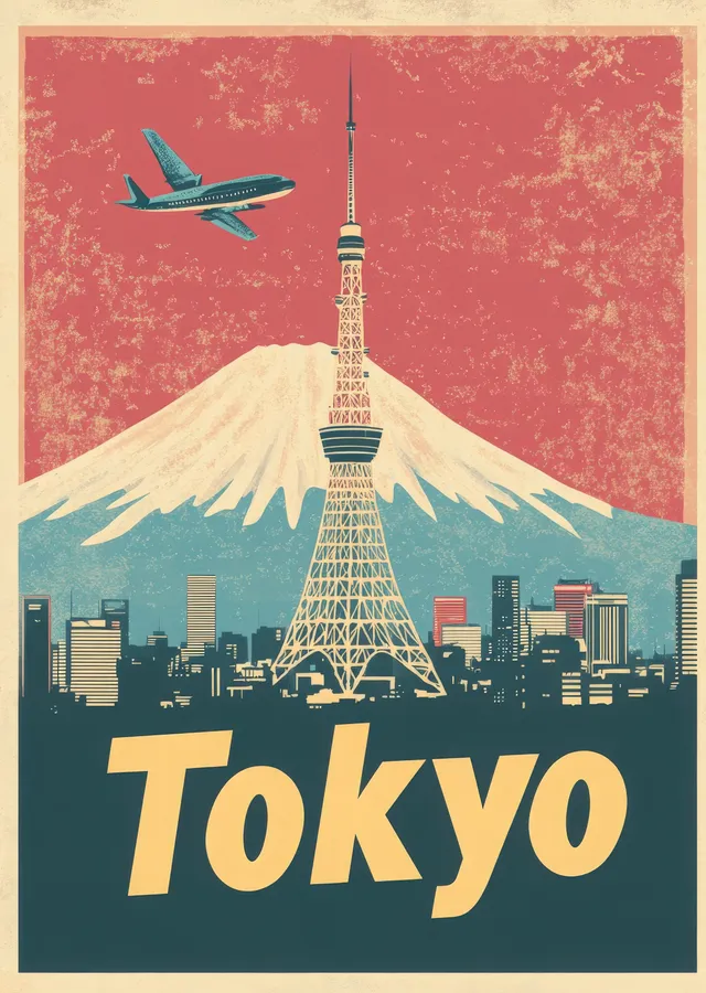 Tokyo: Şehir ve Fuji Dağı metal tablo